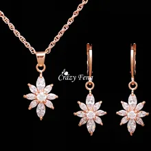 Подвеска из циркониевых кристалов Цепочки и ожерелья серьги Свадебные украшения комплект вечерние Роскошные ювелирные украшения для Для женщин