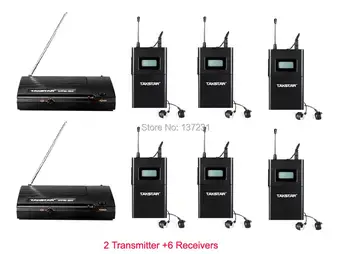 

Takstar WPM-200 audio system In Ear Stage Wireless Monitor System 2 Transmitter 6 Receivers earphones For Family Fun TV stage