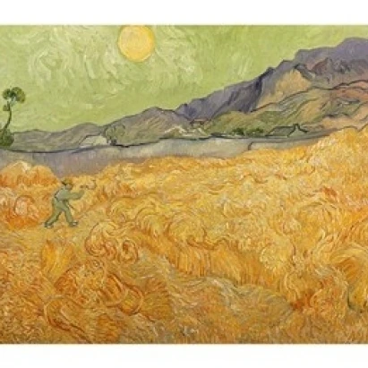 Wheatfield with Reaper 1889 плакат печать Винсента Ван Гога (24x18) | Дом и сад