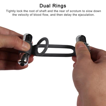 Meselo Male Penis Delay Ring Vibrator Cock Dual Ring Double Vibrating Bullets Sex Toys For Man Erotic Sex Products Adult Toys 4