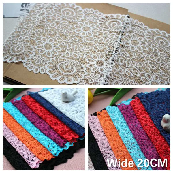 

20CM Wide Tulle Luxury Lace Fabric Embroidered Ribbon Edge Trim For Garment Dress DIY Stitching Sewing Guipure Supplies 12colors