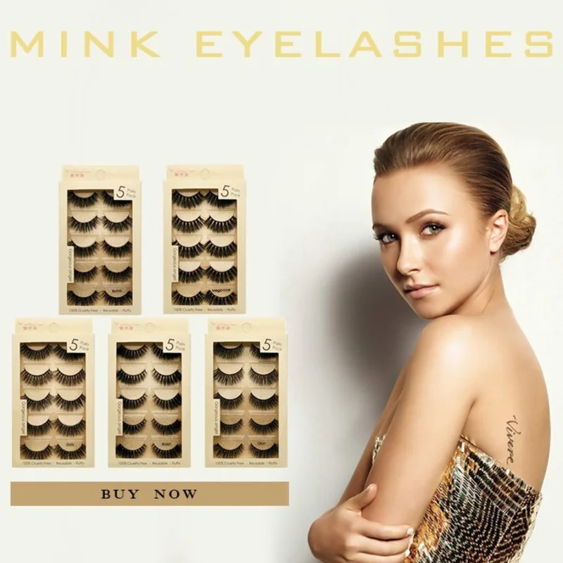 

New 3d Mink Lashes 5 Pairs Eyelashes Natural Long False Eyelash Extension Hand Made Makeup Cilio Faux Cils 1cm-1.5cm Fake Lash