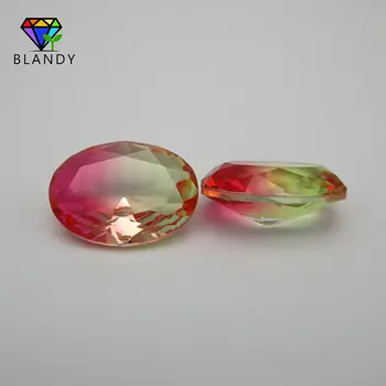 

Free Shipping 100pcs/lot 12*16mm Oval Machine Cut Watermelon Colors Synthetic Glass Stone Multi Color Gem Beads for Jewelry