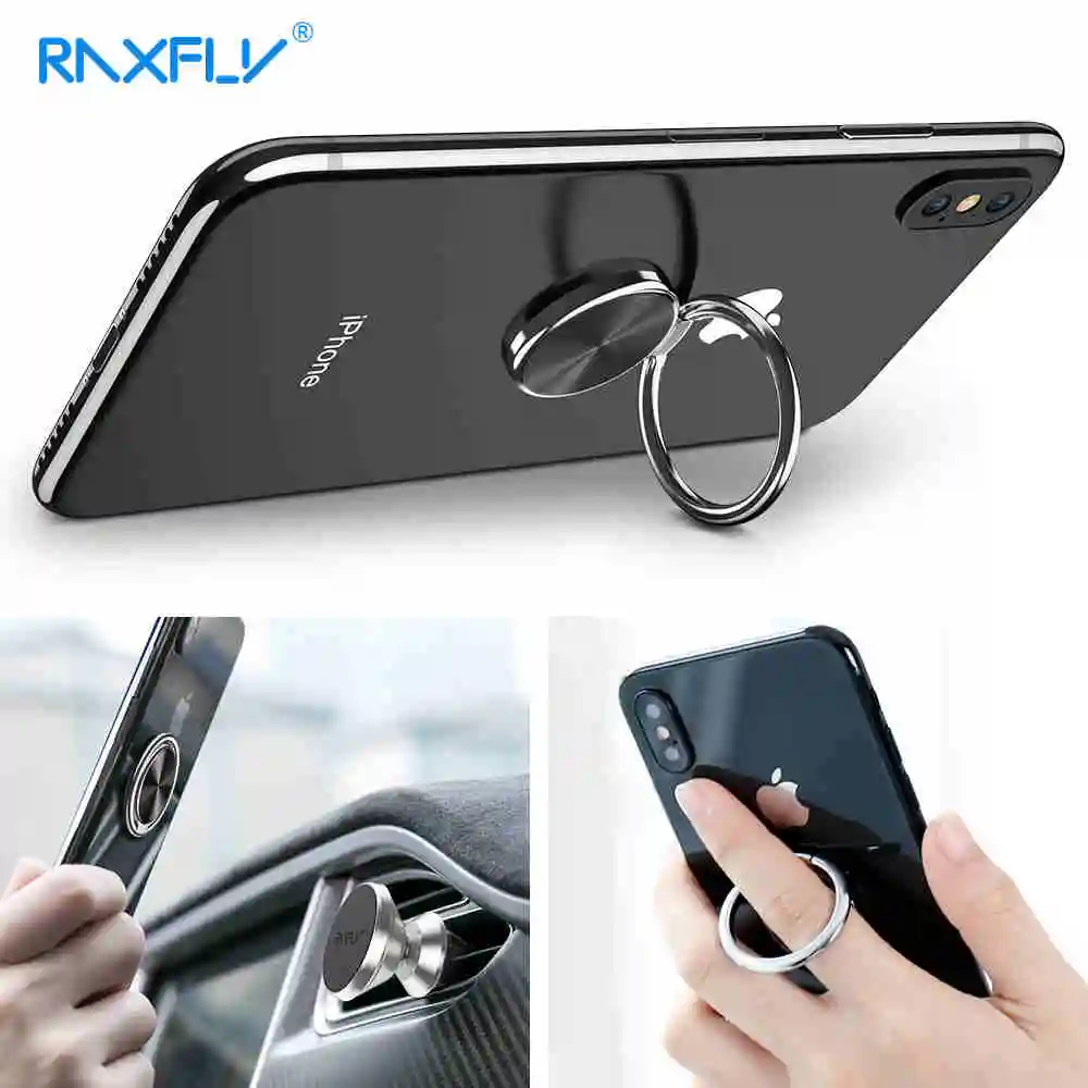 RAXFLY 3D Finger Ring Holder Ring Stand Metal 360 Rotating Mobile Phone Holder for iPhone 7 8 Samsung Phone Stander Holder