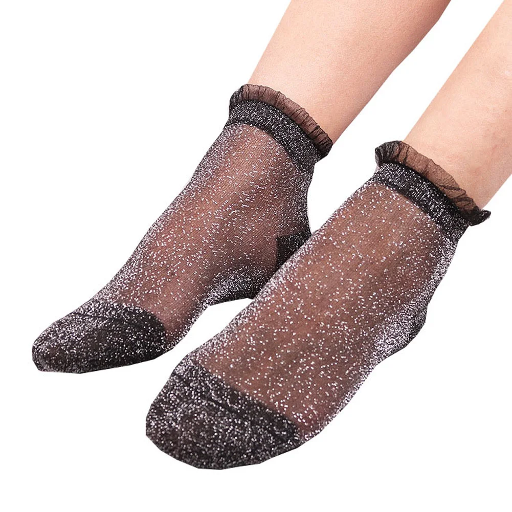 Женские Эластичные сетчатые кружевные носки шелковые прозрачные короткие носки в горошек Fabala блестящие забавные