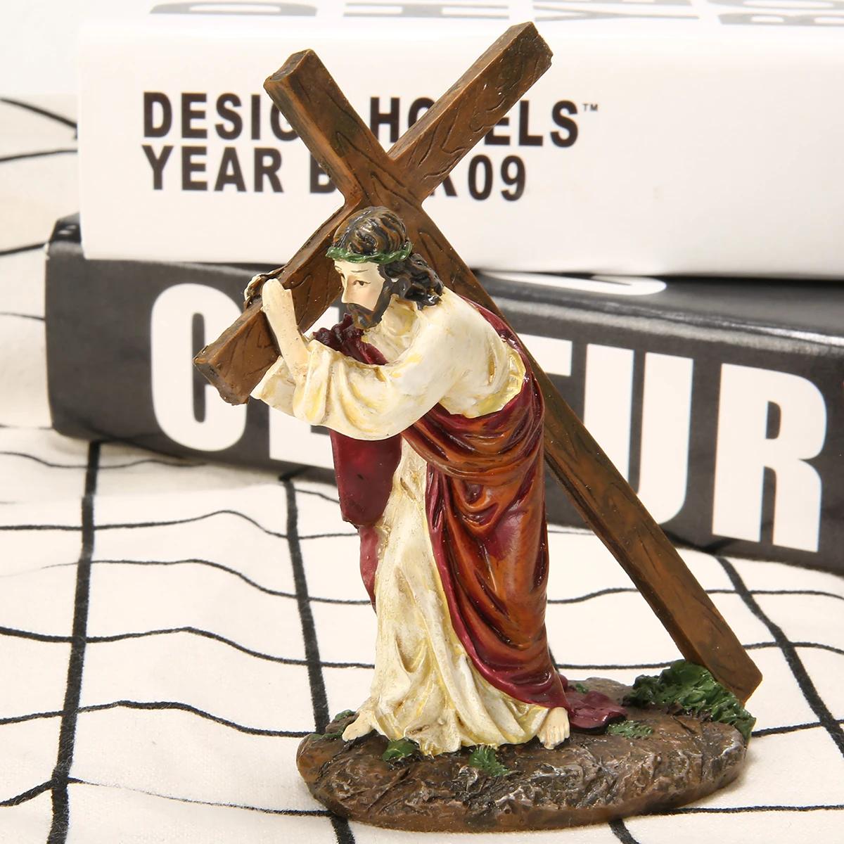 Смола Распятие Иисуса орнамент статуя Христос фигура статуя католическая религиозная Декор Аксессуары