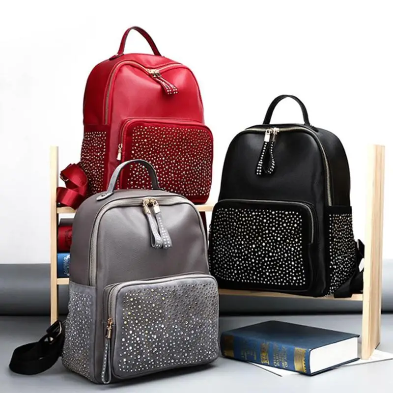 

Fashion New Ladies Girls Shining Rhinestones Backpack Women Female Girl PU Leather Casual Party Small Shoulder Schoolbags Gift