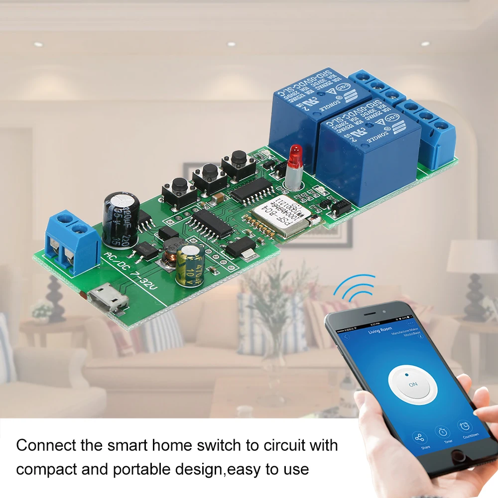 EWeLink Smart Wifi Schalter Universal Modul 2CH USB DC5V/7-32 V Drahtlose Schalter Timer Telefon APP Remote control für Smart Home