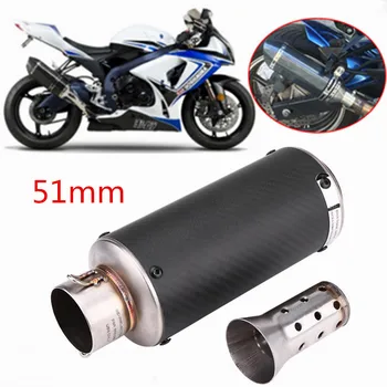 

51mm Motorcycle Modified Exhaust Muffler Pipe for Most Motorcycle for Kawasaki Honda Yamaha Carbon Fiber Universal Car String