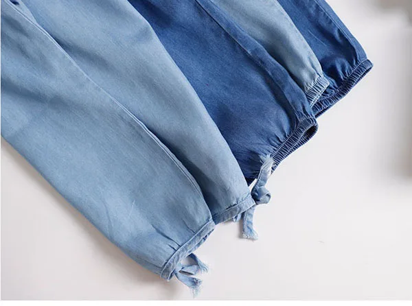 Детская одежда мешковатые джинсовые брюки летние эластичные штаны для мальчиков и девочек