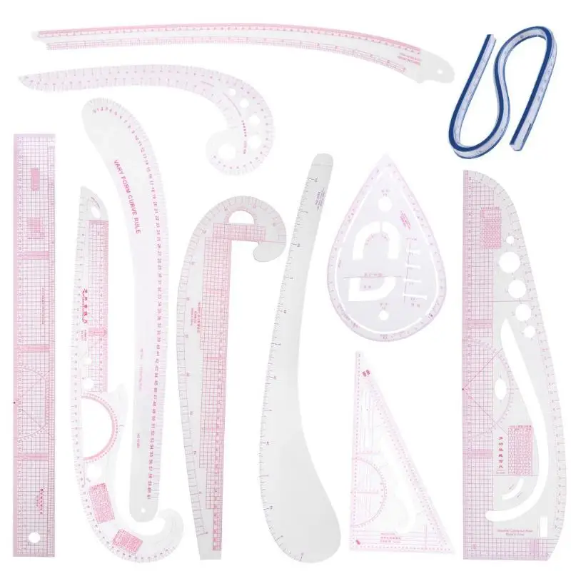 

11pcs/set Metric Styling Ruler Curve Arm Sleeve Yardstick Cutting Rulers 11 x Cutting Rulers Hand Tools for Clothing Cutting