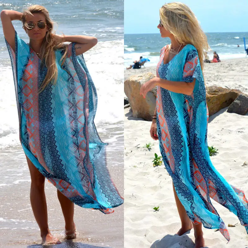 

Women Chiffon Swimwear Bikini Beach Wear Cover Up Kaftan Bathing Summer Dress