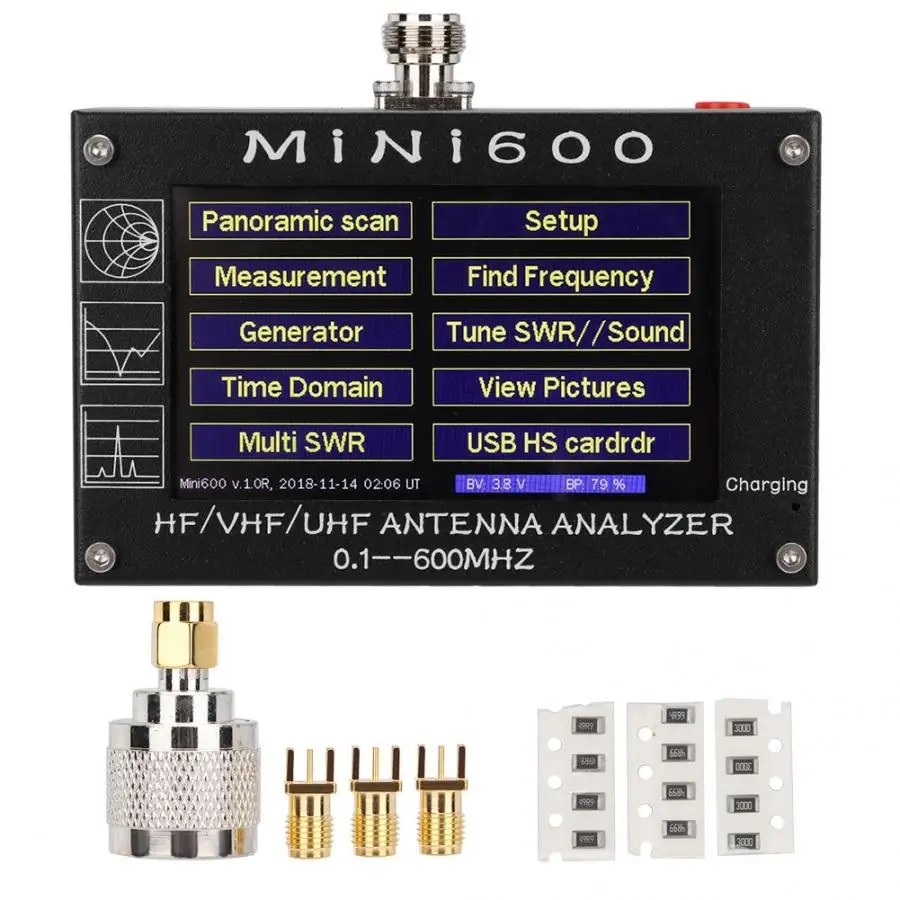 

antenna tv digital Mini 4.3 inch Touch LCD Screen 0.1-600MHz HF/VHF/UHF ANT SWR Antenna Analyzer Meter telescopic antenna