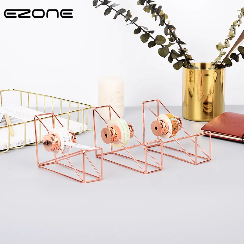 

EZONE Rose Gold Metal Tape Cutter Gear Cutter DIY Adhesive Tape Sticker Cutter Office Desktop Decor Nordic Style School Office