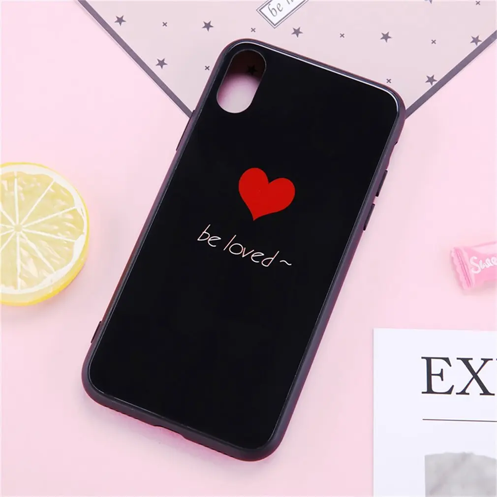 Love Pattern Aurora Glass Phone Case Cover Shell Cellphone Case Protection Man Woman Fashion Accessories,Mobile Phone
