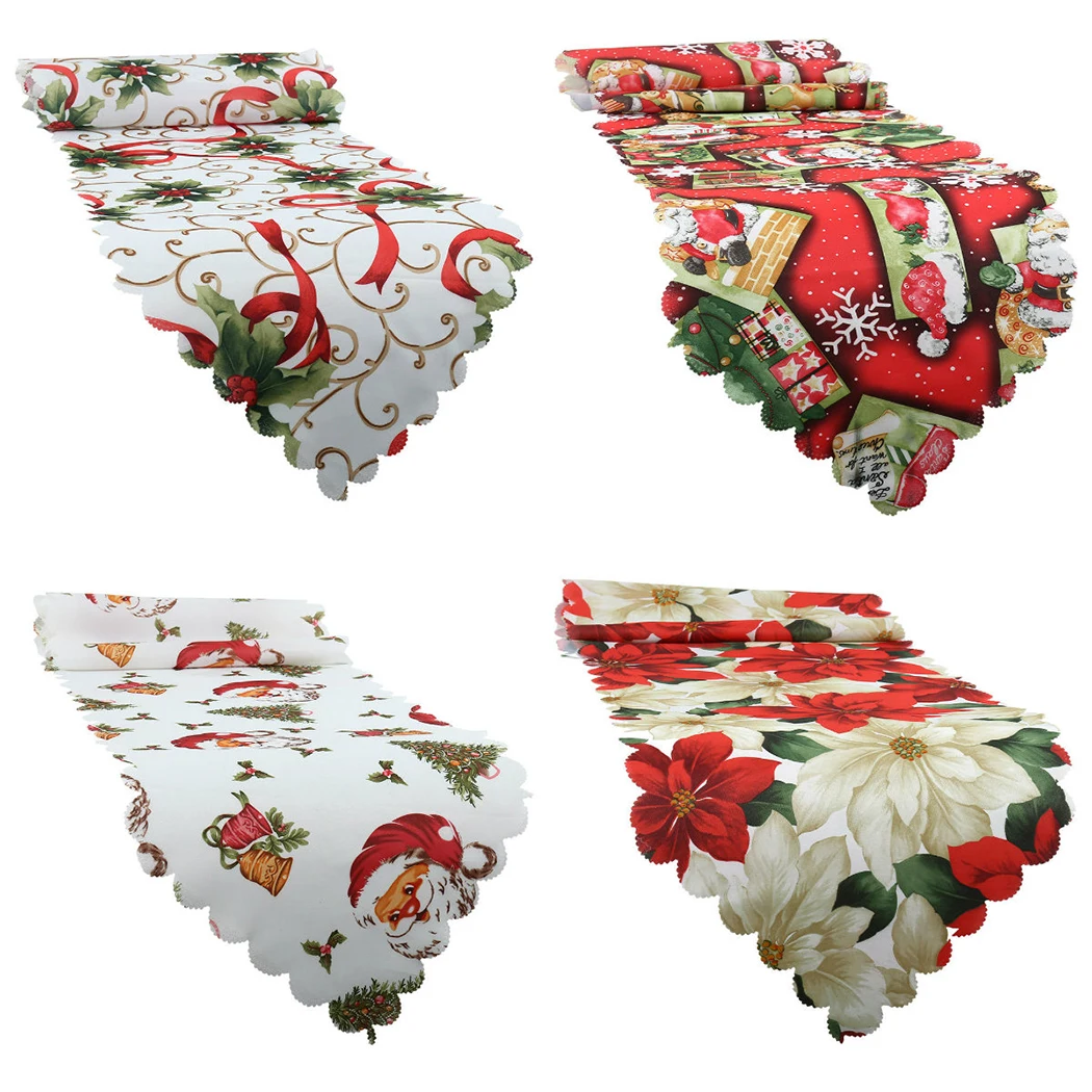 Christmas Table Runner Placemats Tablecloth Mat Santa Snowflakes