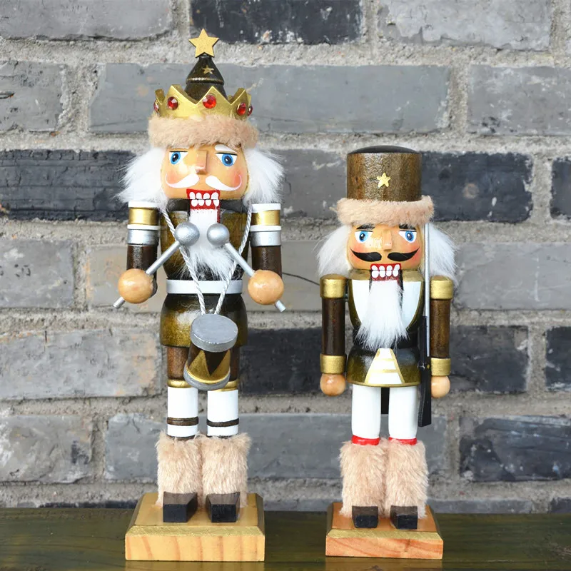 

2pcs/set High Quality Original Wood Soldiers The Nutcrackers Figurines Crafts Christmas Decorations For Home