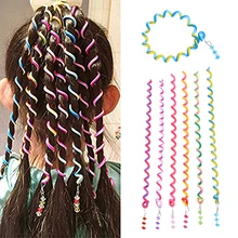 12 шт для женщин и девушек, радужные роликовые бигуди, полимерная глина для волос, Твистер, зажим для волос, для укладки волос(случайный цвет