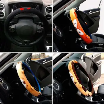 

New Style Plush Steering Wheel Cover Winter Flannel Warm Three-dimensional Shape Non-slip Rabbit Lion Car Handle Cover