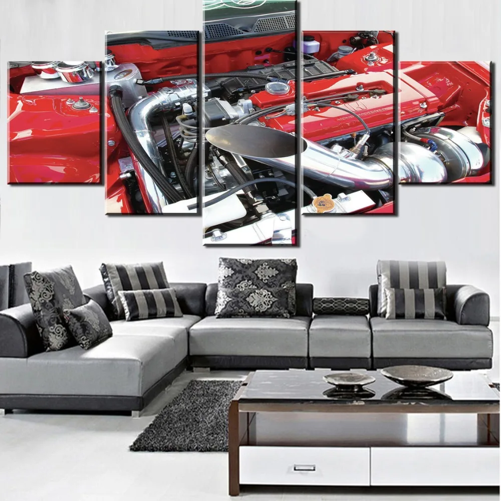 

5 Pieces Modular Print Picture Poster H Engine Abstract Modern Decorative Canvas Painting Wall Pictures For Living Room Wall Art