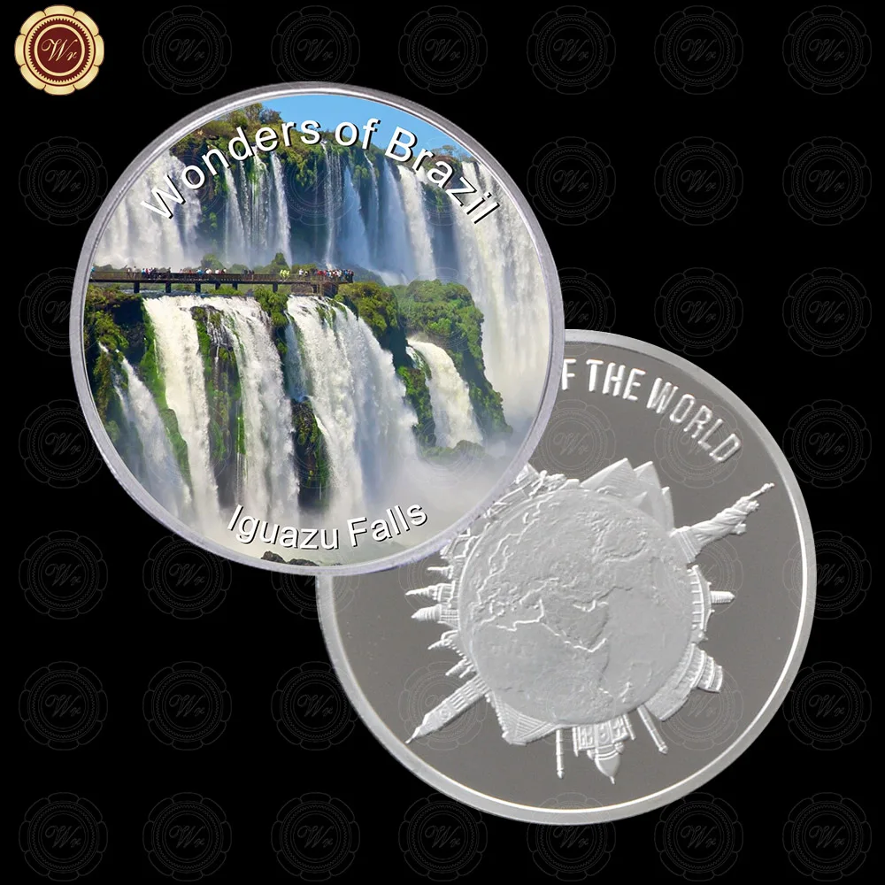 

WR Wonders of Brazil Souvenir Coin Quality 999.9 Silver Plated Laguazu Fall Gift Coin Art Crafts for Friend's Gifts
