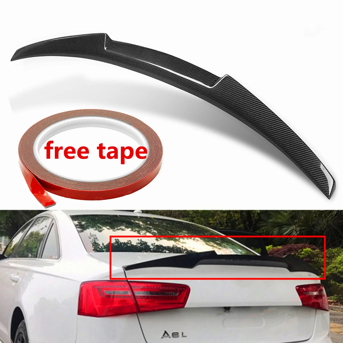 

Real Carbon Fiber Rear Trunk Spoiler Lip M4 Style For Audi A6 C7 4-Door Sedan Quattro 2013-2016 Rear Wing Spoiler Rear Roof Wing