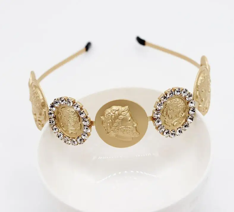 Мода ретро аватар геометрический Стразы золотое украшение на голову простые металлические аксессуары для волос