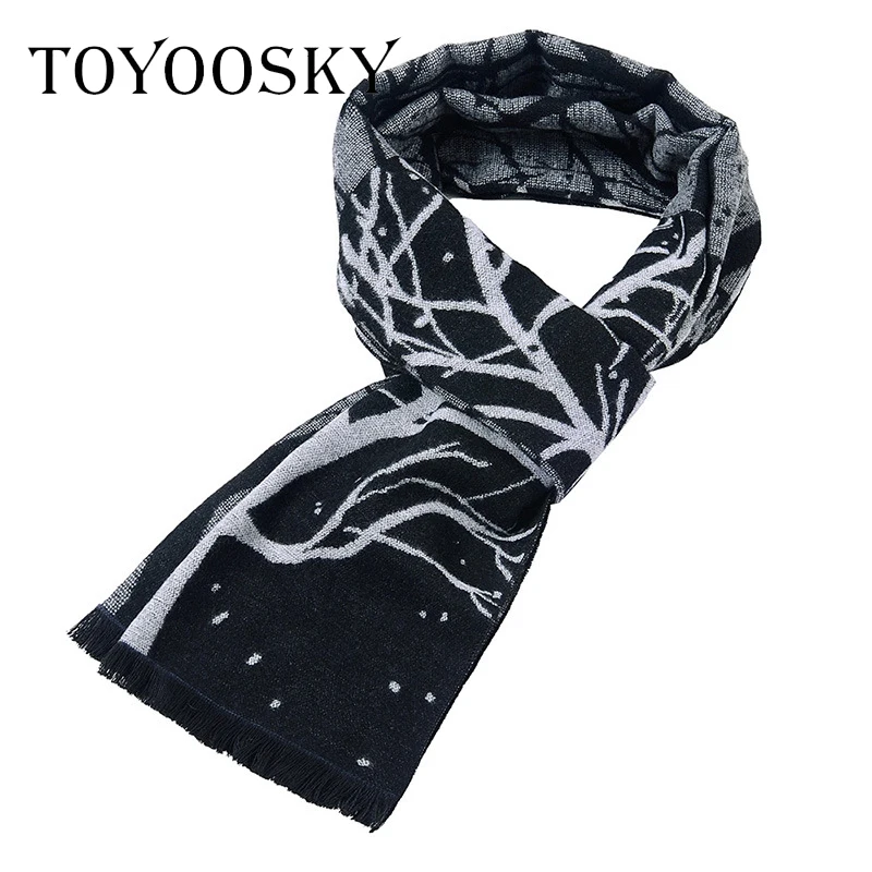 

180x30cm Christmas Tree Branch Jacquard Male Scarf Winter Modal Brushed Men Wrap Shawls Man Warm Cashmere Scarves Gifts TOYOOSKY