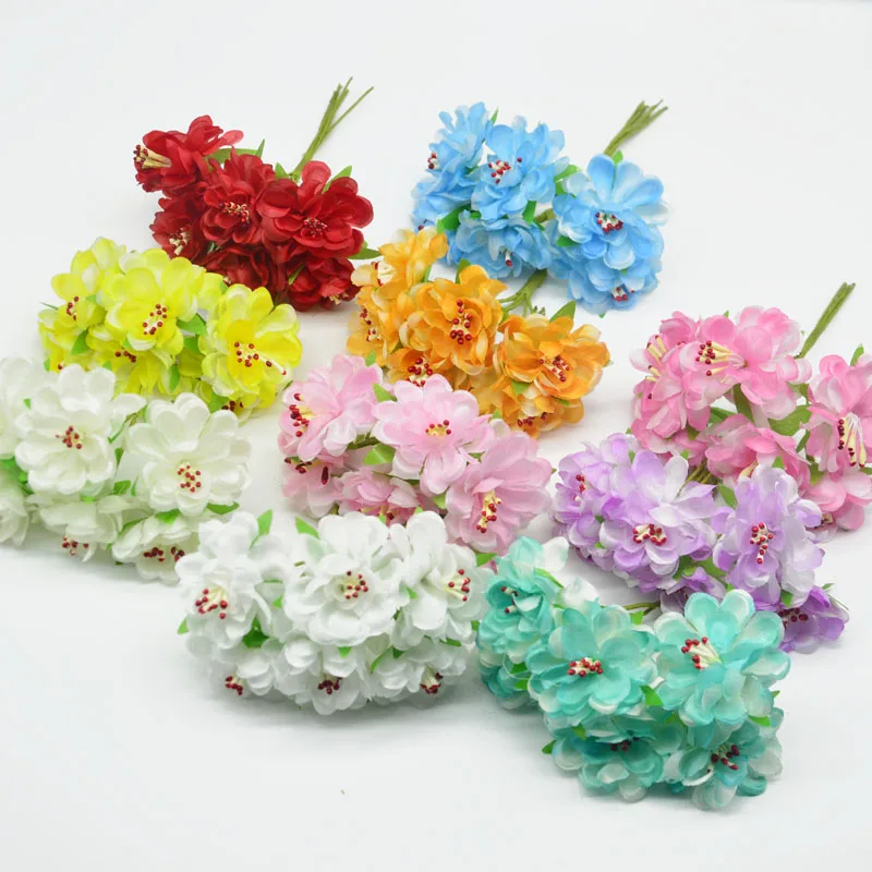 

6pcs 3cm Carnation Stamen Artificial Flower bouquet for Wedding Decoration DIY Wreath Gift Box Scrapbooking Craft Fake Flower