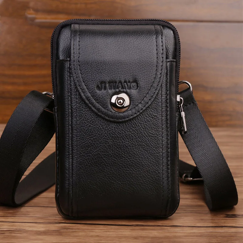 Высокое качество, настоящая воловья кожа, поясная сумка, чехол для телефона, кошелек, Повседневный, на талии, на крючке, на плечо, натуральная кожа, мужские сумки, Новинка