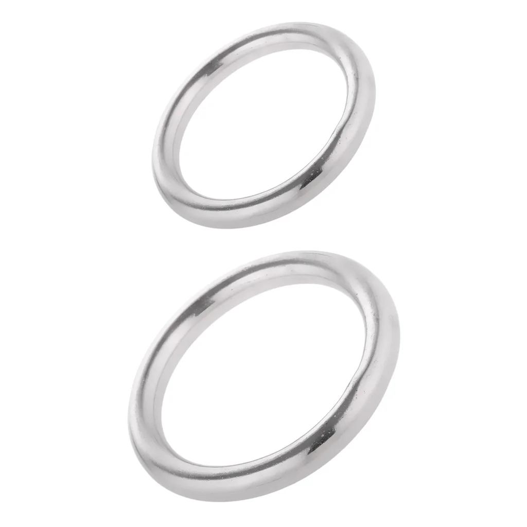 

SET 2PCS Seamless Welded Metal Stainless Steel O-ring Anchorage Fastening Hardware O Ring 50mm+40mm Dia.