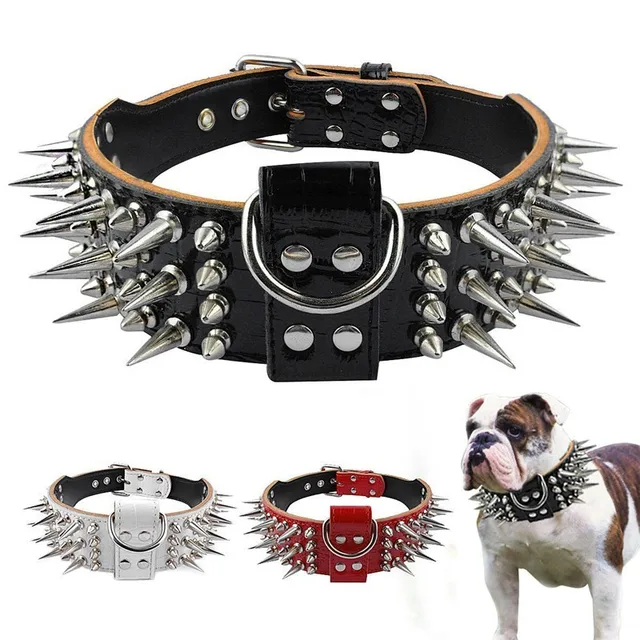 Adjustable Spiked Studded Rivet Dog Collars Leather Bulldog Pitbull Big
