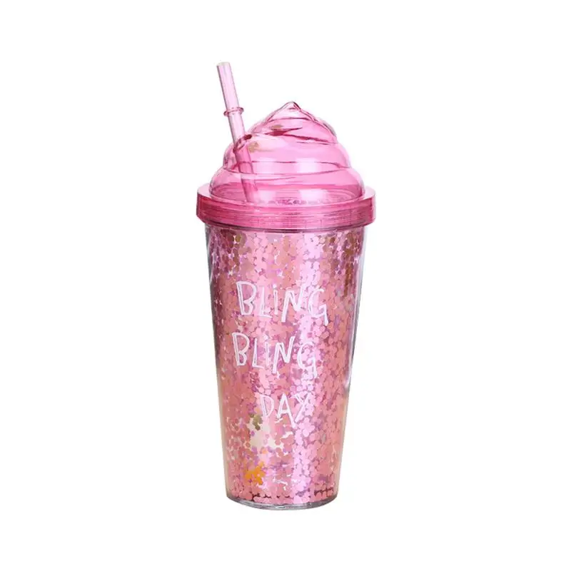 glitter straw water bottle