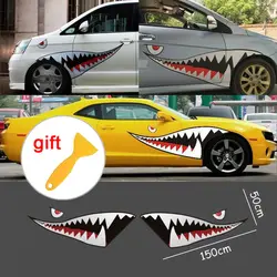 2 шт. D-532 пасть акулы зуб зубы Стикеры ПВХ наружная Декаль для стороны двери автомобиля