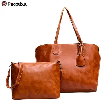 

2pcs/set Luxury Women Leather Messenger Shoulder Handbags Crossbody Satchel Bag Shopping Totes