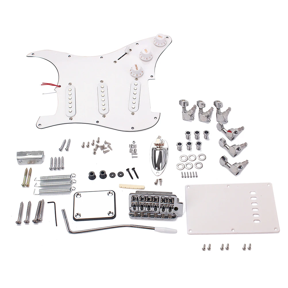 

1PC DIY Electric Guitar Kit Full Accessories Guitar ST Style Kit Set with Pickguard Bridge System Hardware Screws Back Cover