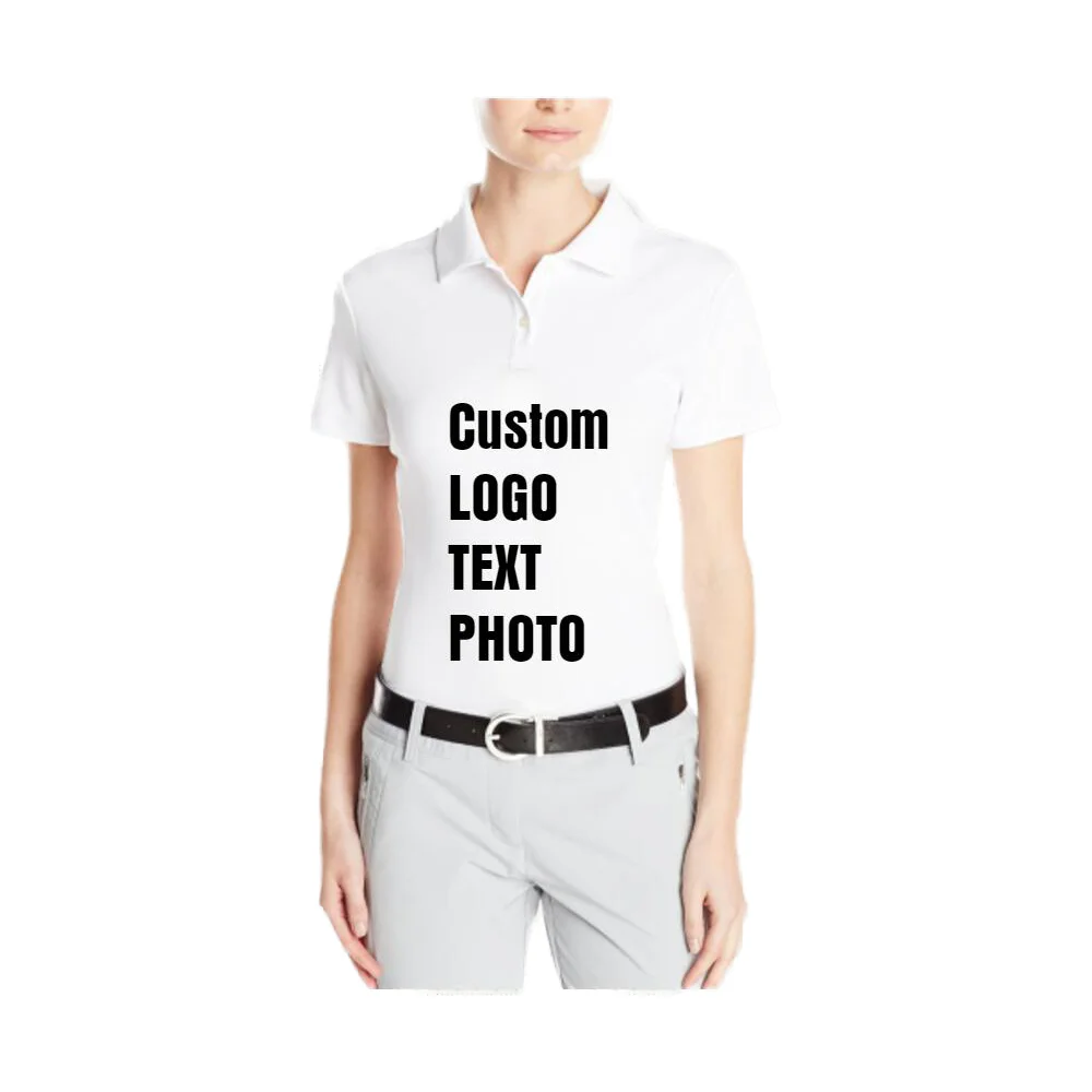 Индивидуальная футболка-поло для женщин с принтом логотипа собственного дизайна/текста/фото/имени/рекламы