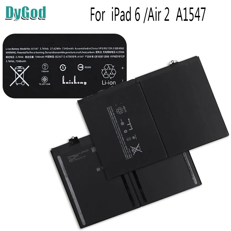 DyGod 7340mAh For iPad 6/Air 2 A1547 A1566 A1567 Extreme Replacement