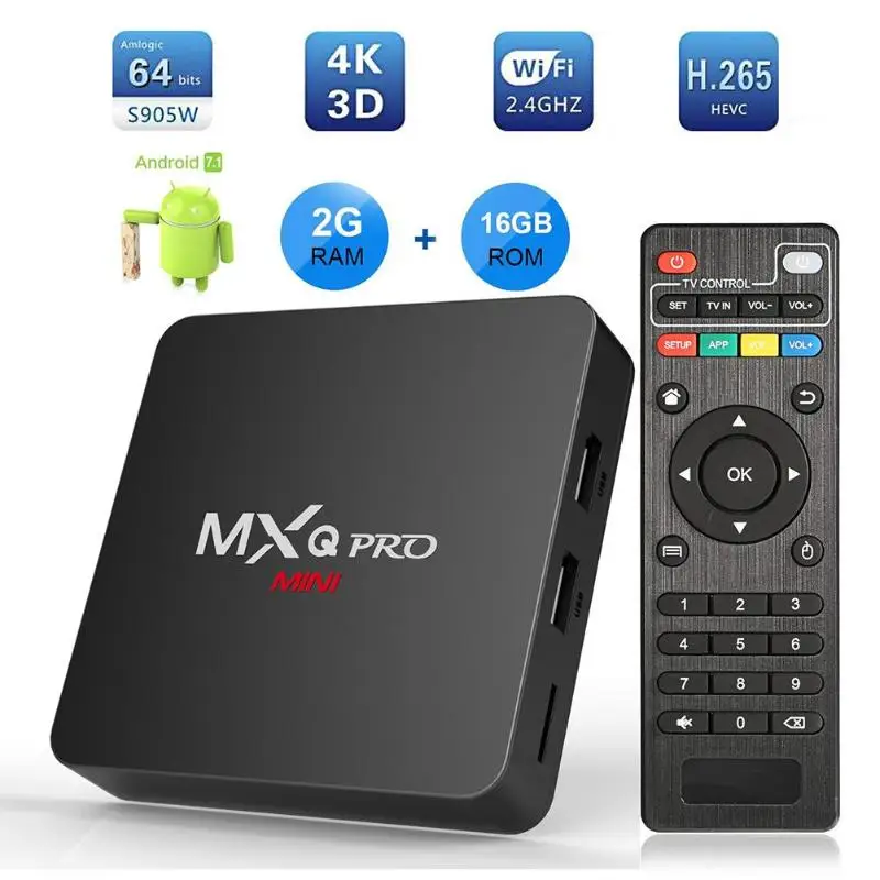 MXQ Pro MINI Android7.1 Smart tv Box 2 ГБ + 16 Гб Amlogic S905W Четырехъядерный 4 к приставка медиаплеер