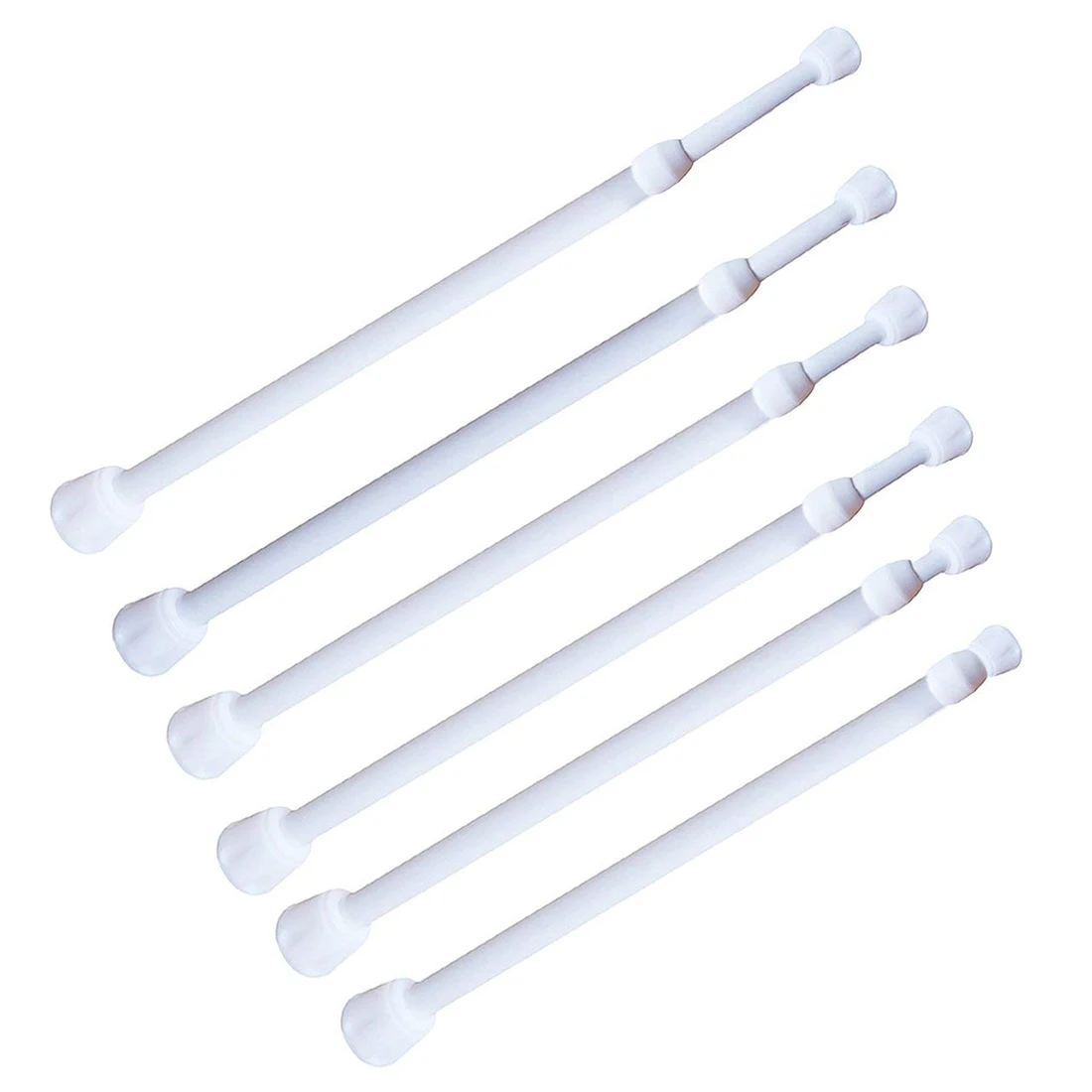 

LBER 6 Pack Tension Rods, Adjustable Spring Steel Cupboard Bars Rod Curtain Rods, Extendable for Clothes / Towels / Curtains