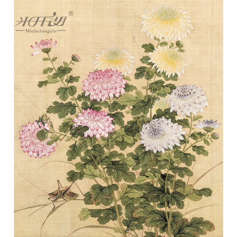 

Michelangelo Wooden Jigsaw Puzzles 500 Pieces Yu Zhi Chrysanthemum Flower Locust Chinese Painting Art Kids Educational Toy Decor