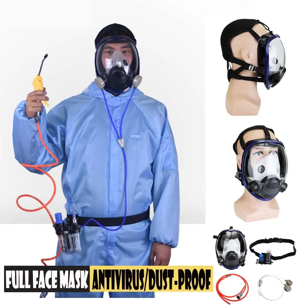 

Chemcial Function Supplied Air Fed Painting Spraying Respirator System With Face Industry Gas Mask