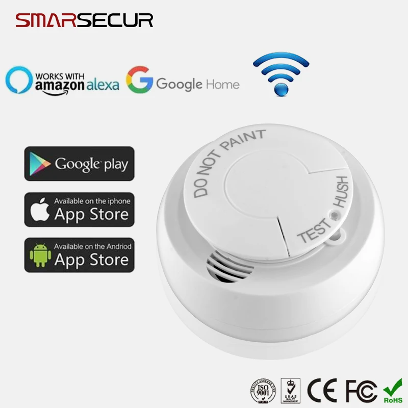 

Smarsecur Wireless Wifi Smoke Detector Fire Smoke Sensor Home Safe Security App Control