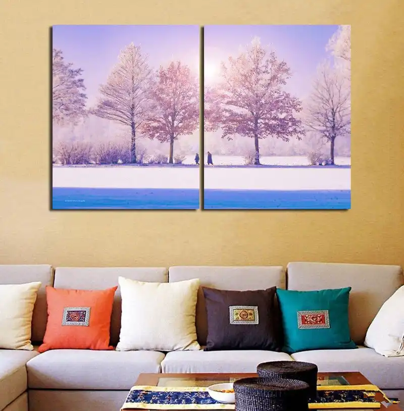 Hermosa Pareja De Nieve Pinturas Para Caminar Decoraciones Para El
