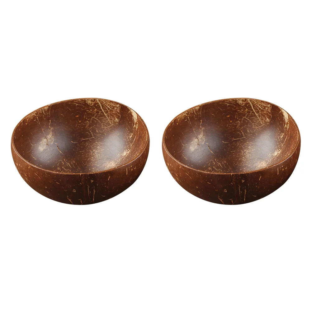 

2pcs Creative Natural Kitchen Coconut Shell Serving Bowl Rice Container Storage Bowls for Dessert Salad Fruits