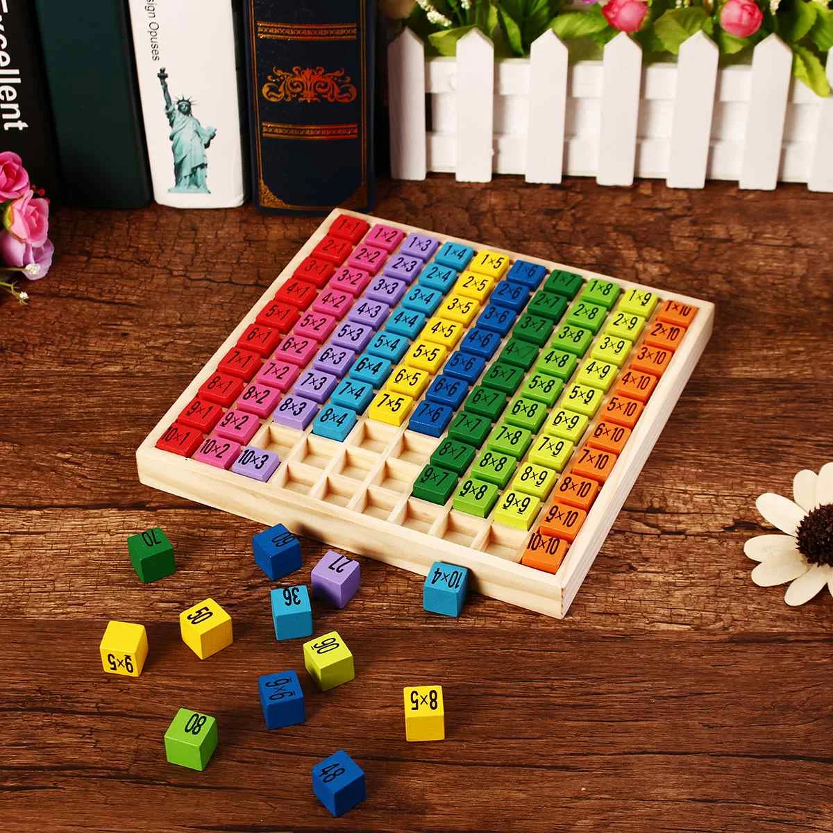 Educational Wooden Times Table Kids Mathematics Learning Toys Blocks Children Gifts Math Toys IQ Develop Colorful 19x19cm