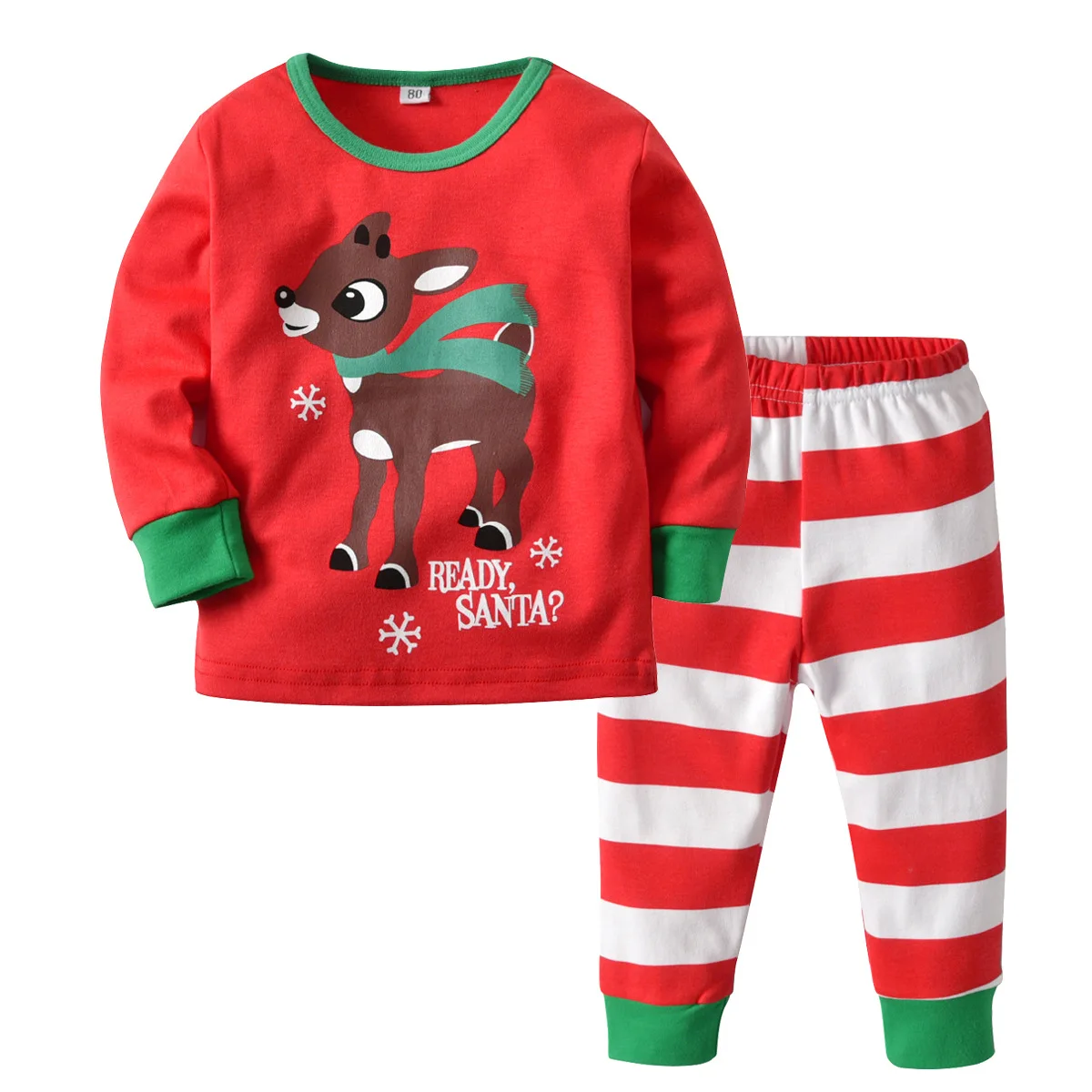 

Children Clothing Sets Autumn Baby Boy Girl Christmas Deer Print Top+Stripes Pants 2pcs Outfit 1-6 Years Kids Clothes.YO24B