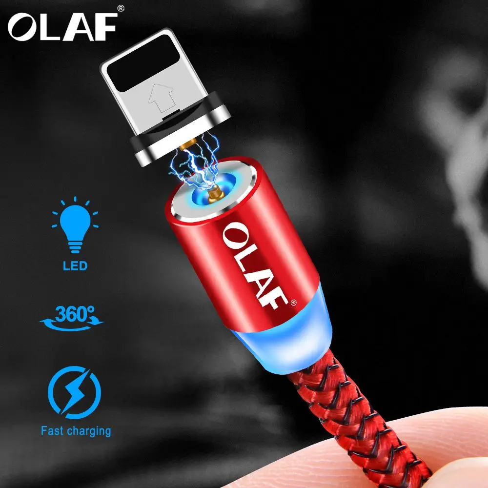 

OLAF Magnetic Cable For iPhone Charging Cable Nylon Braided Magnet Charger For iphone xs max XR Mobile Phone Cables Kabel Cabo