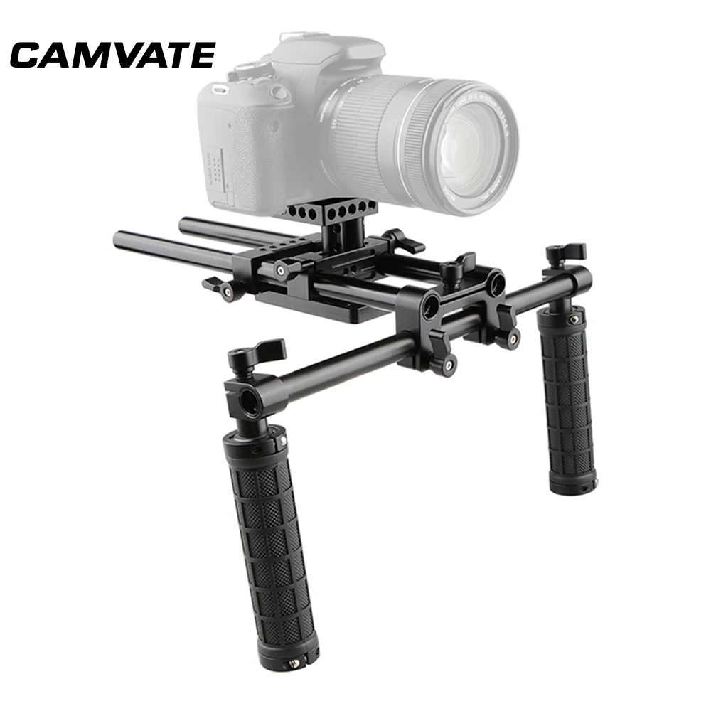 CAMVATE плечо Rig ручка 15 мм стержень зажим пластина для DSLR камеры видеокамеры