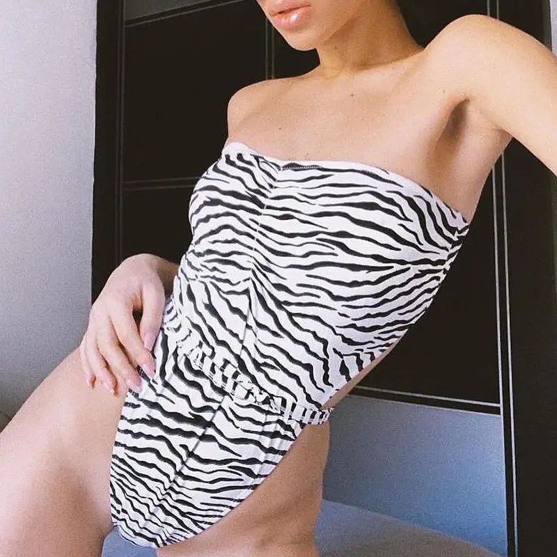 Куркума Зебра печати Бикини push up Sexy high cut одна деталь купальник женский бандо для